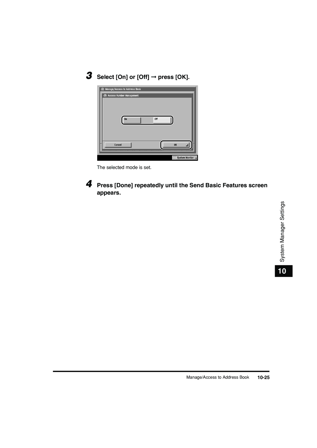 Canon C3200 manual Select On or Off press OK, 10-25 