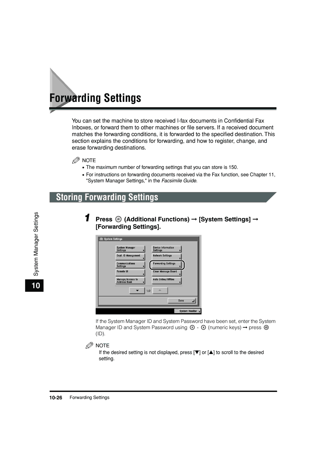 Canon C3200 manual Storing Forwarding Settings 