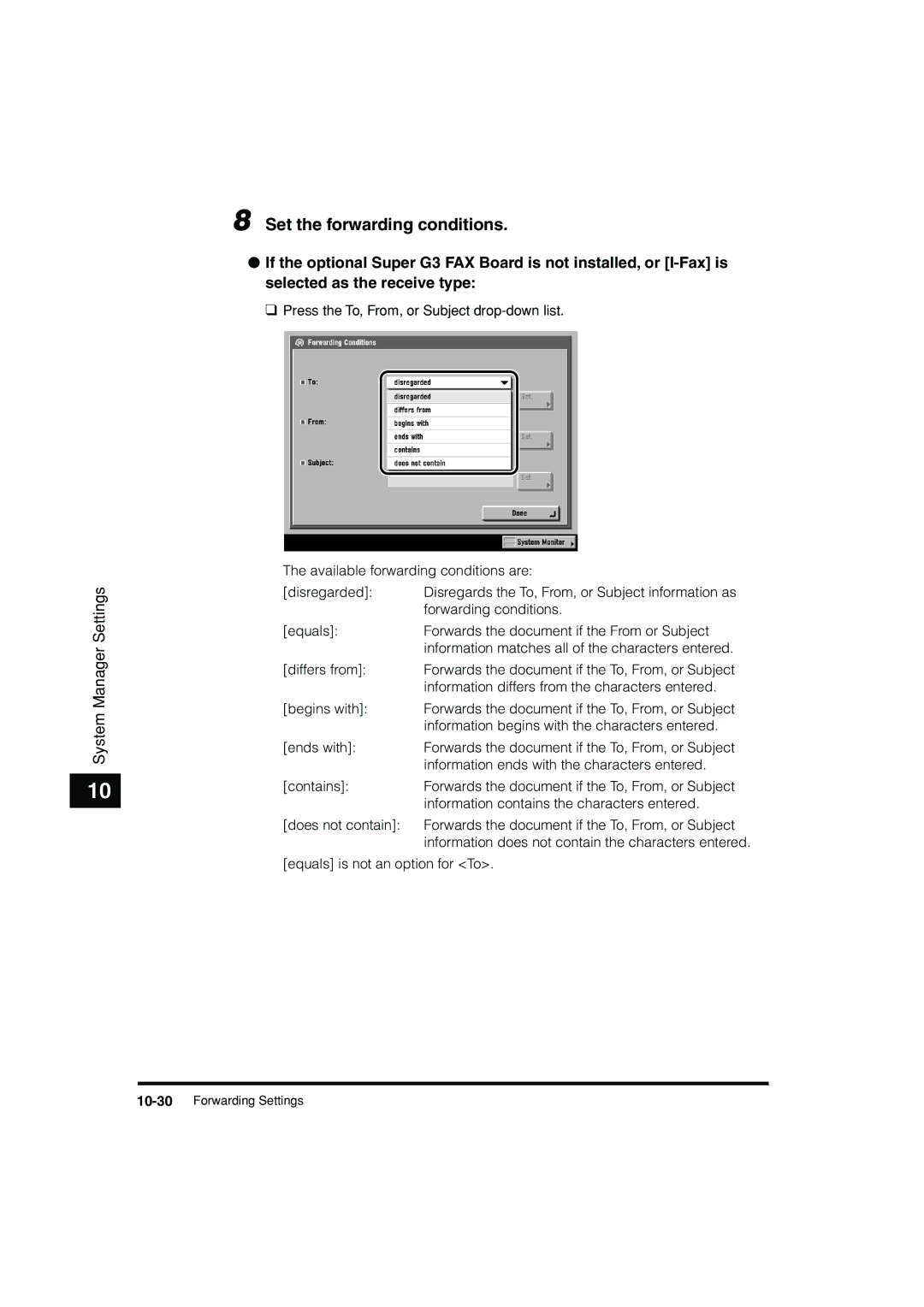 Canon C3200 manual Set the forwarding conditions 