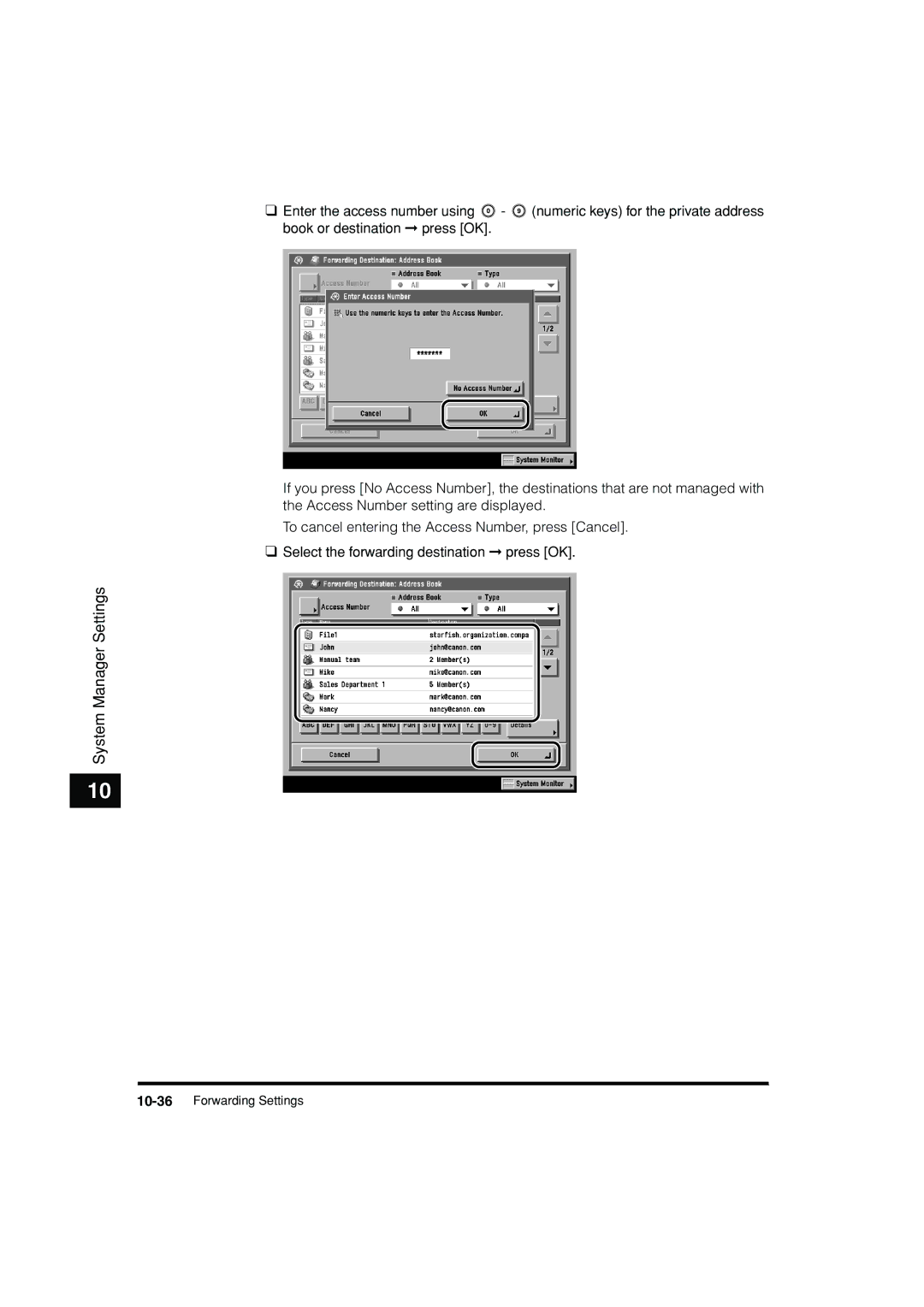 Canon C3200 manual 10-36Forwarding Settings 