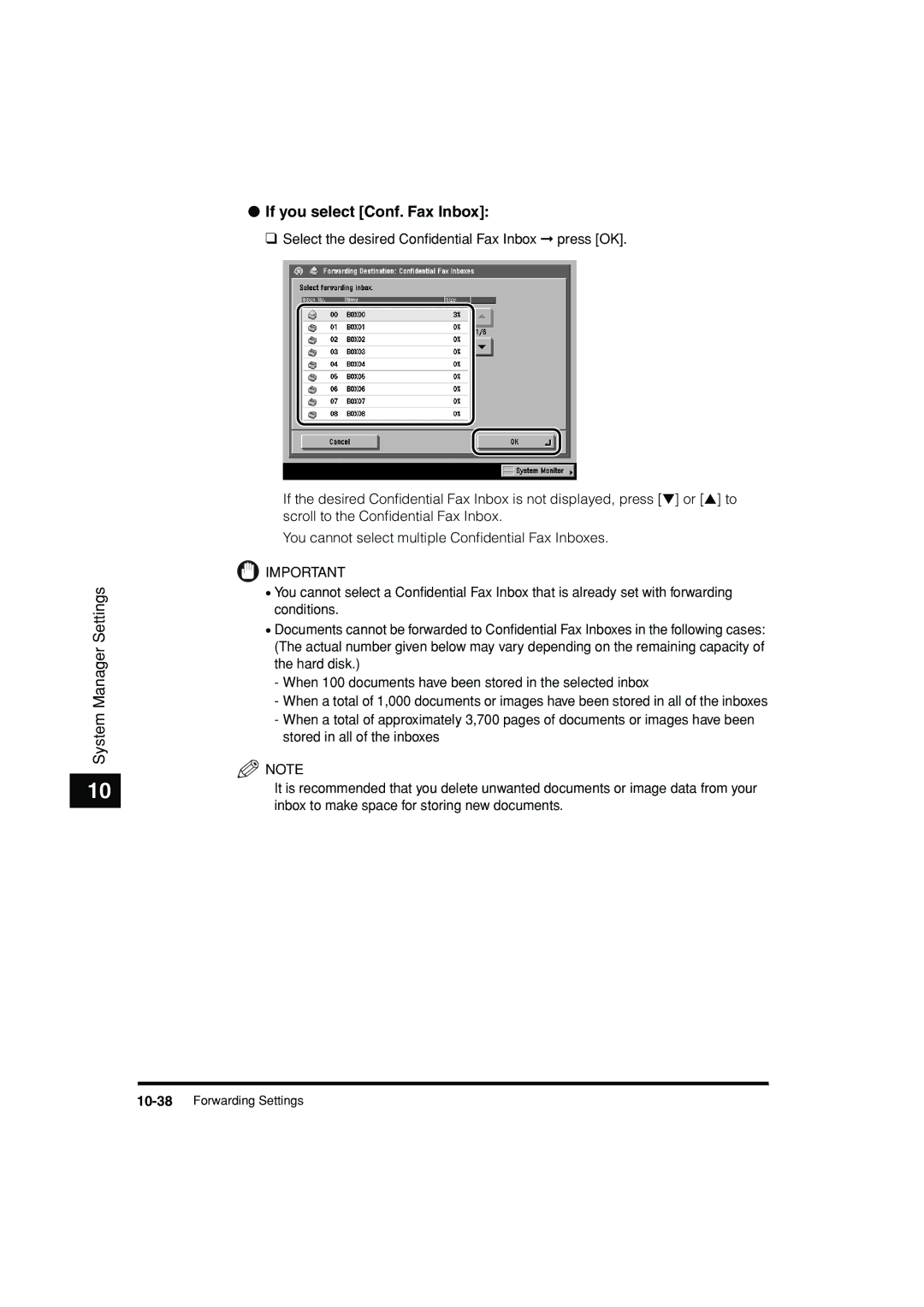 Canon C3200 manual If you select Conf. Fax Inbox 