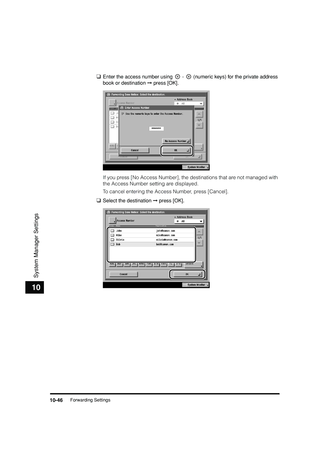 Canon C3200 manual 10-46Forwarding Settings 