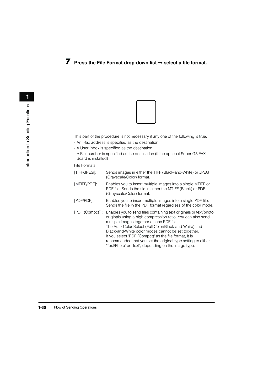 Canon C3200 manual Press the File Format drop-down list select a ﬁle format, Tiff/Jpeg 