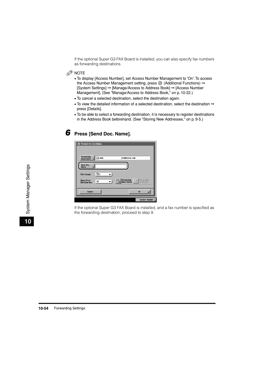 Canon C3200 manual 10-54Forwarding Settings 