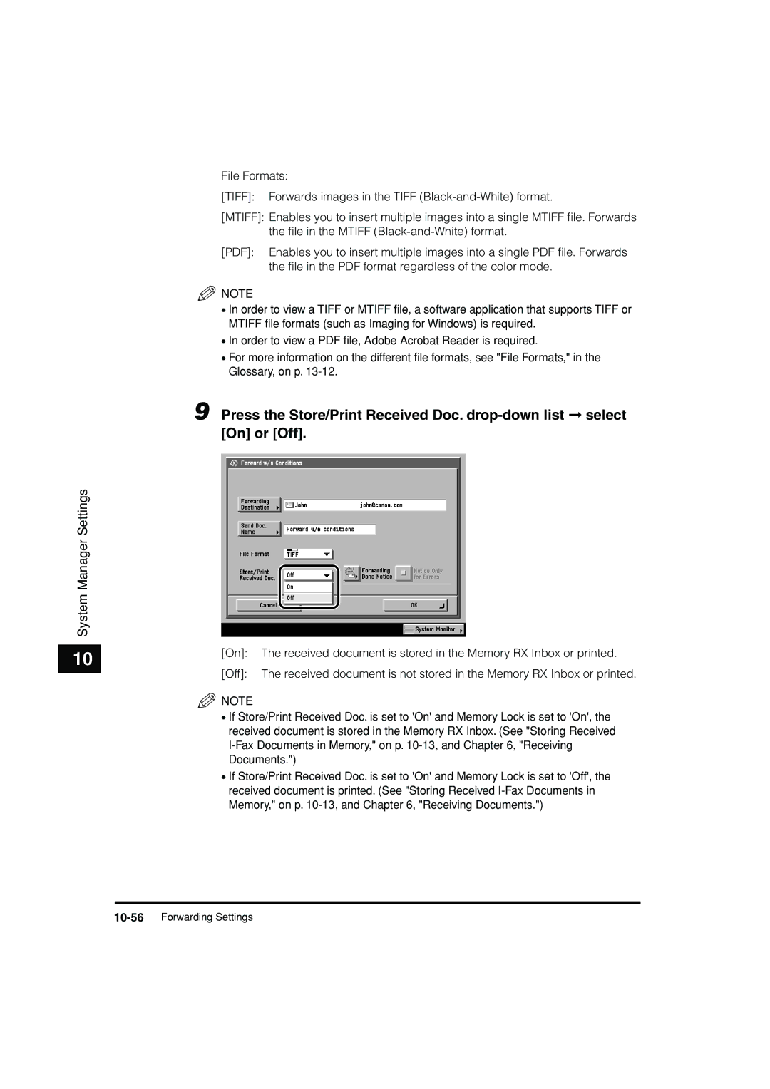 Canon C3200 manual System Manager Settings 