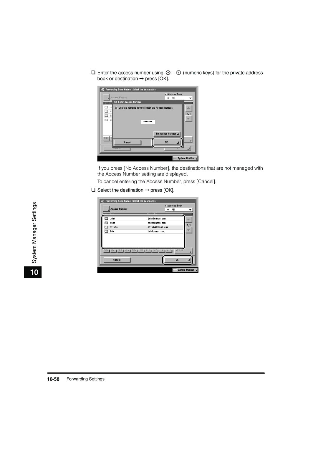 Canon C3200 manual 10-58Forwarding Settings 