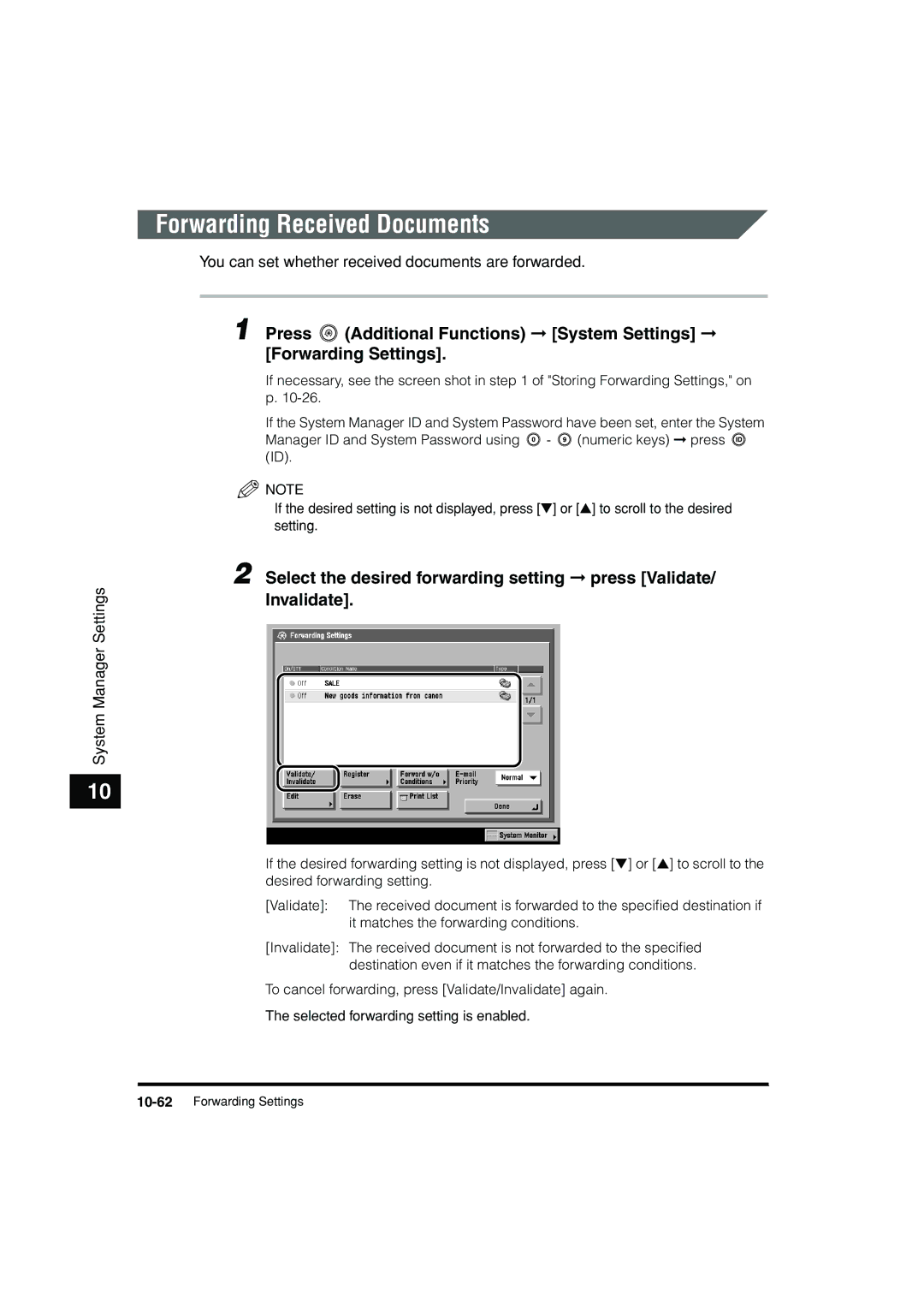 Canon C3200 manual You can set whether received documents are forwarded 