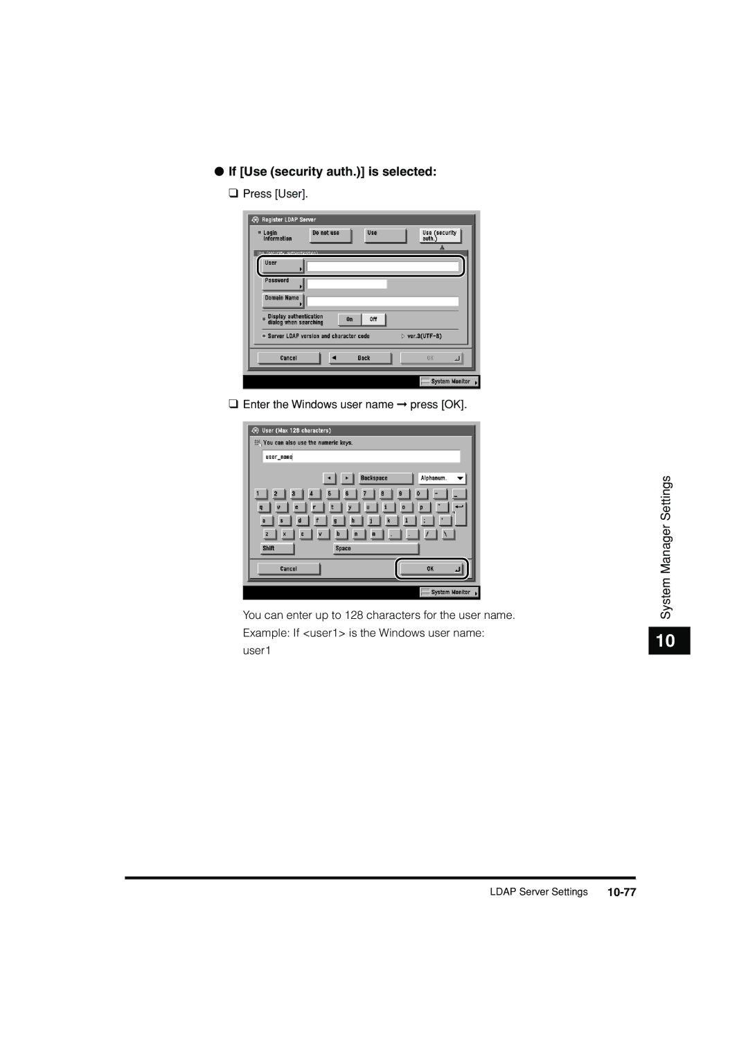 Canon C3200 manual If Use security auth. is selected 