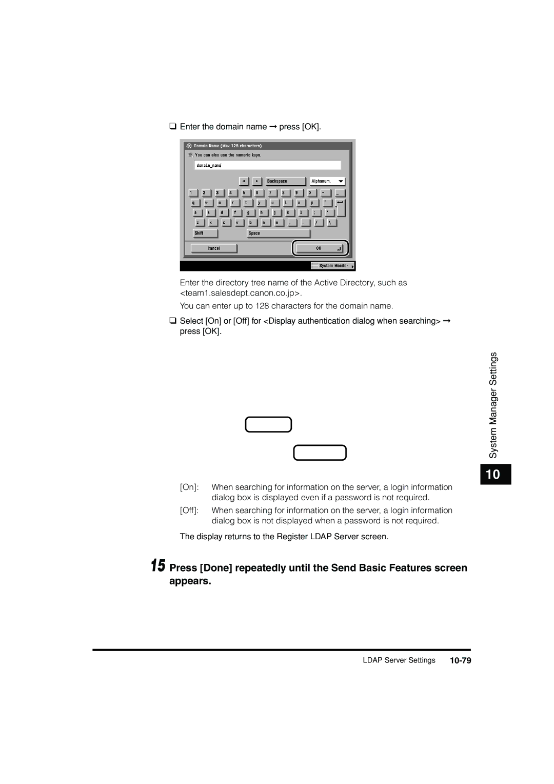 Canon C3200 manual System Manager Settings 