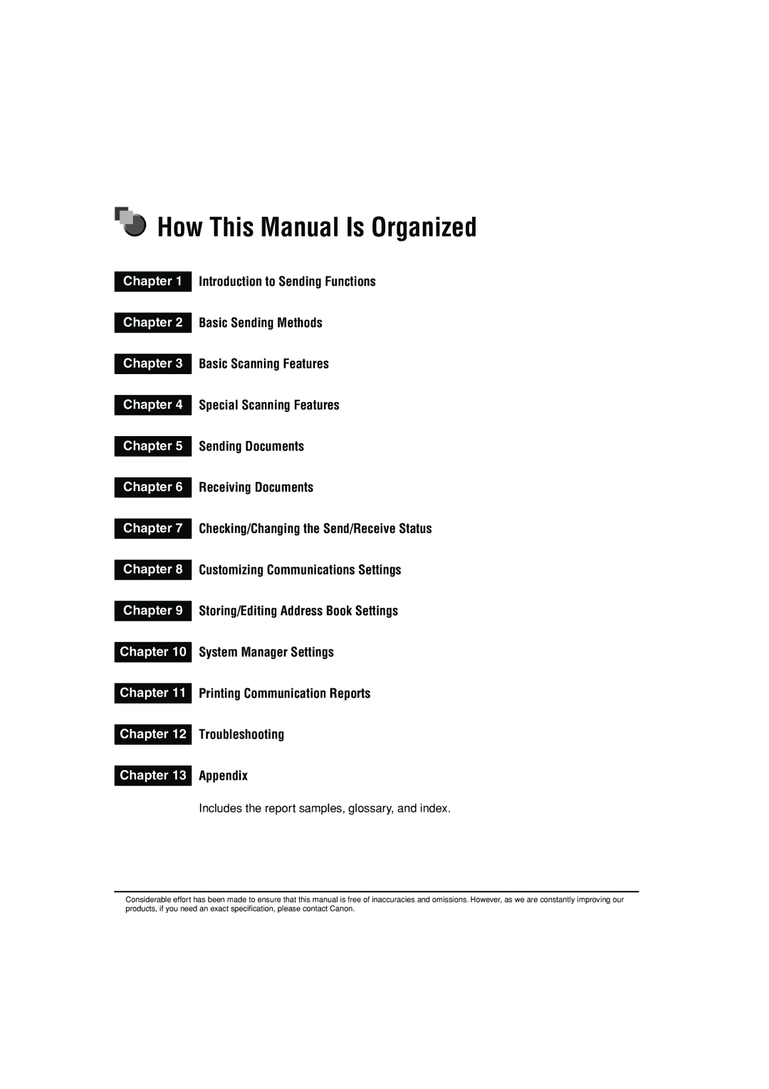 Canon C3200 manual How This Manual Is Organized, Appendix 