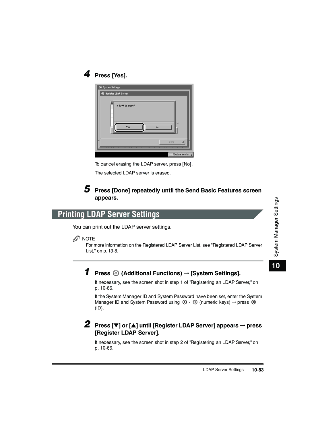 Canon C3200 manual Printing Ldap Server Settings, You can print out the Ldap server settings 