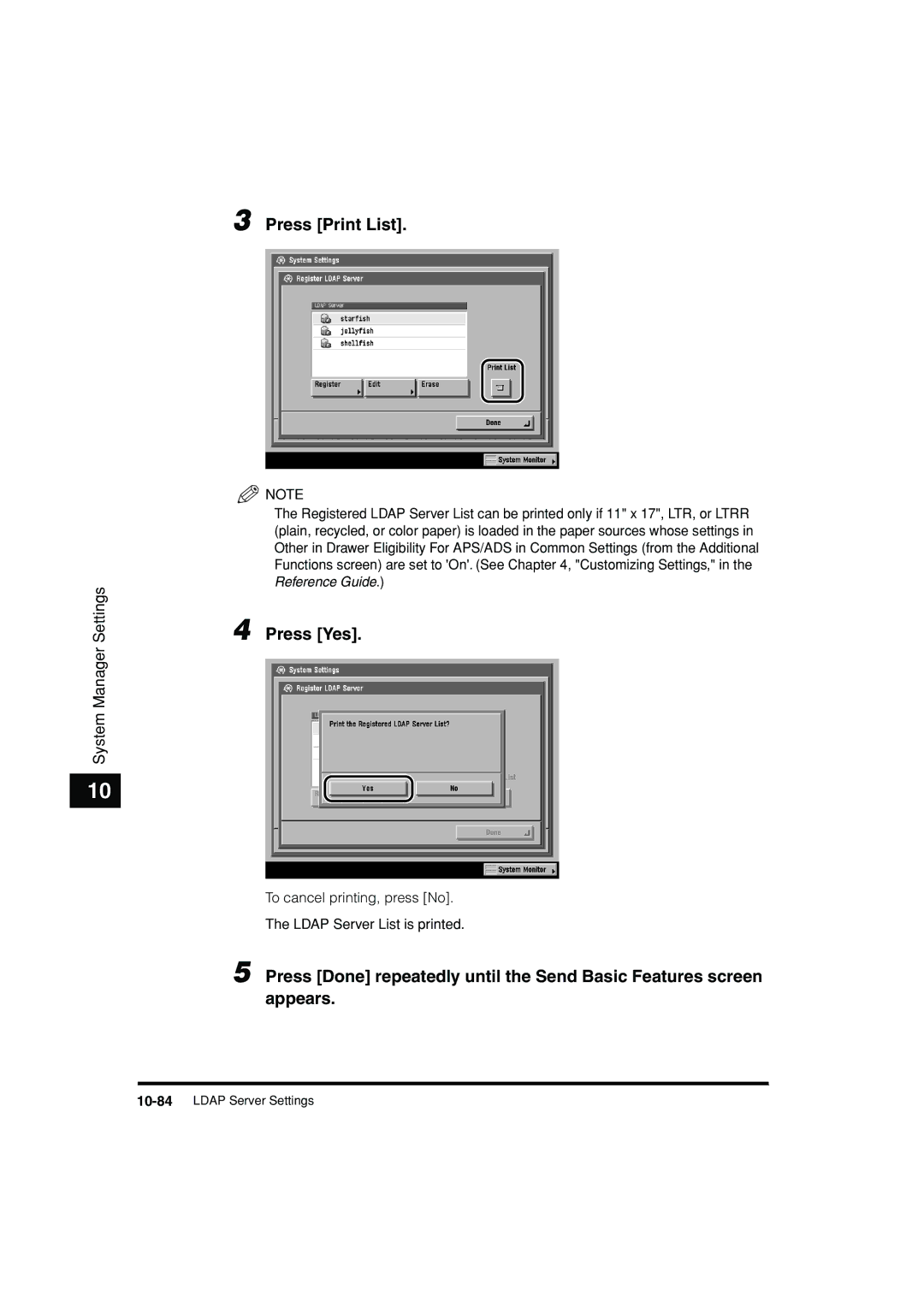 Canon C3200 manual To cancel printing, press No Ldap Server List is printed 