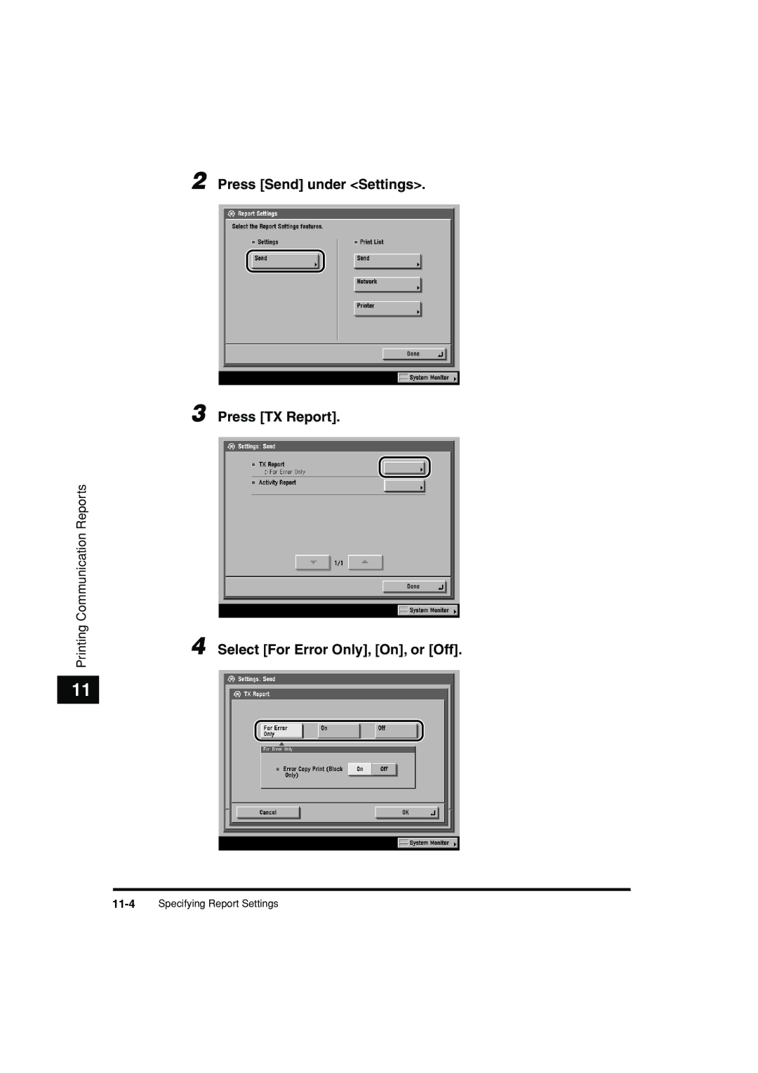 Canon C3200 manual 11-4Specifying Report Settings 