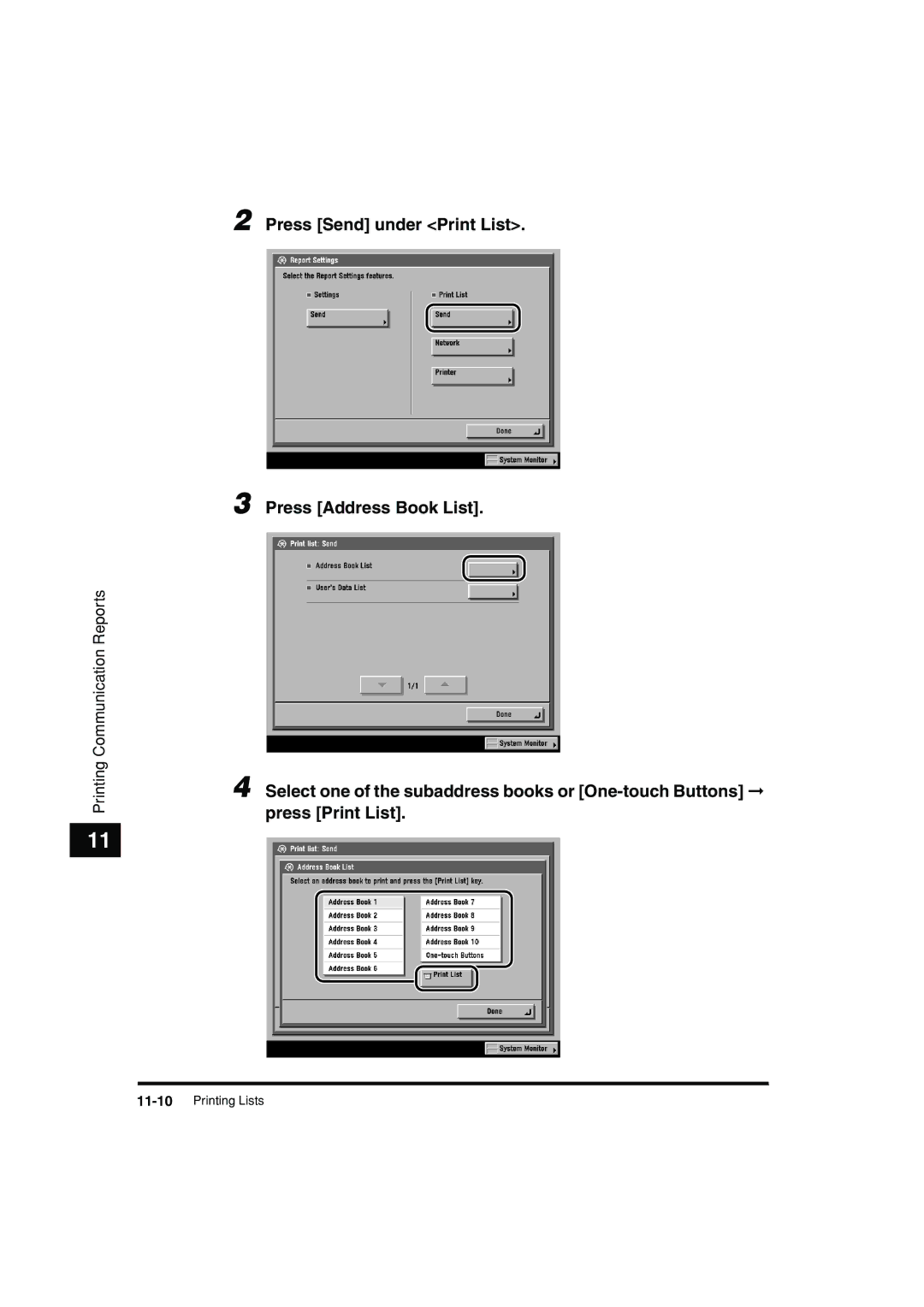 Canon C3200 manual Press Send under Print List 