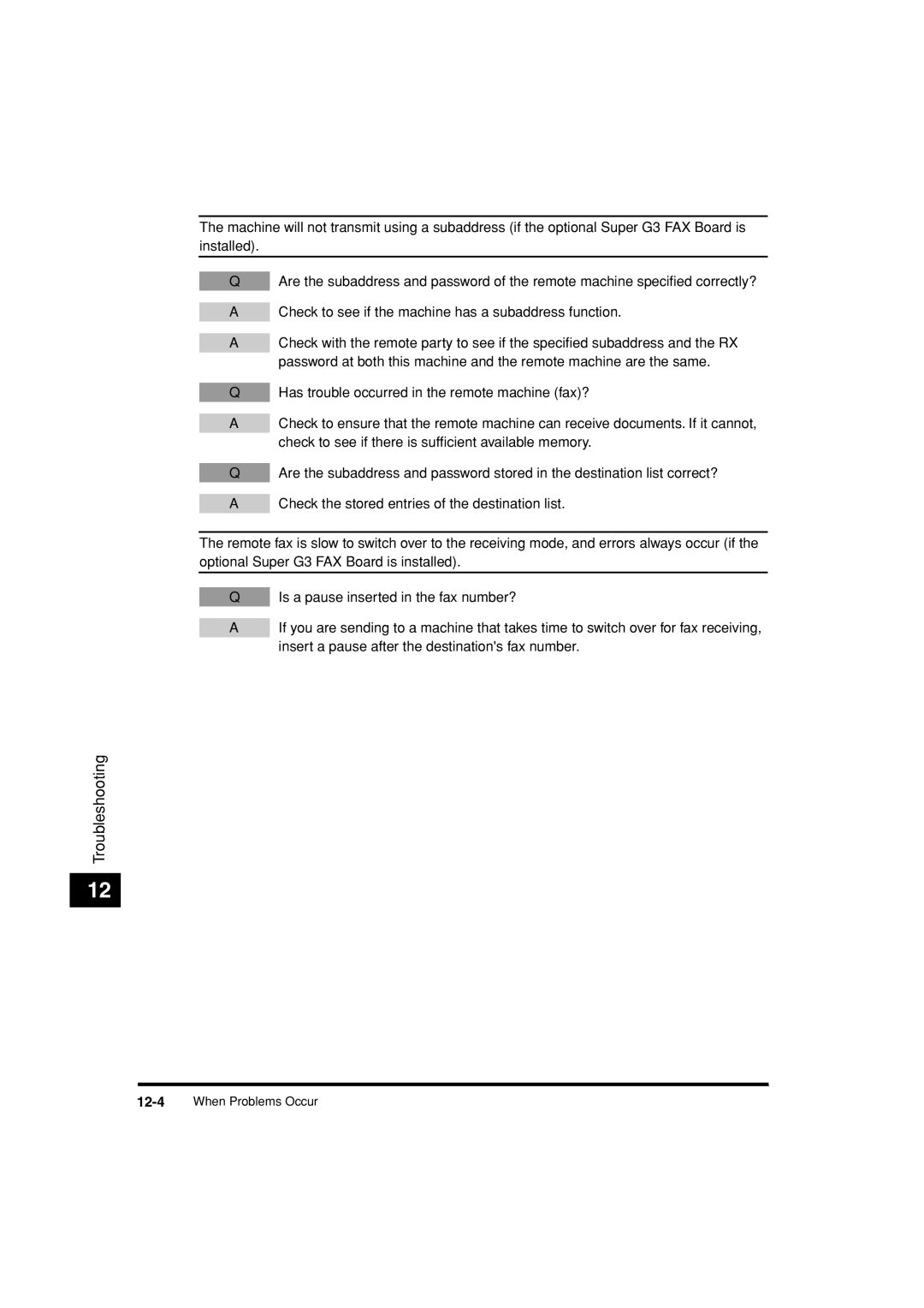 Canon C3200 manual 12-4When Problems Occur 