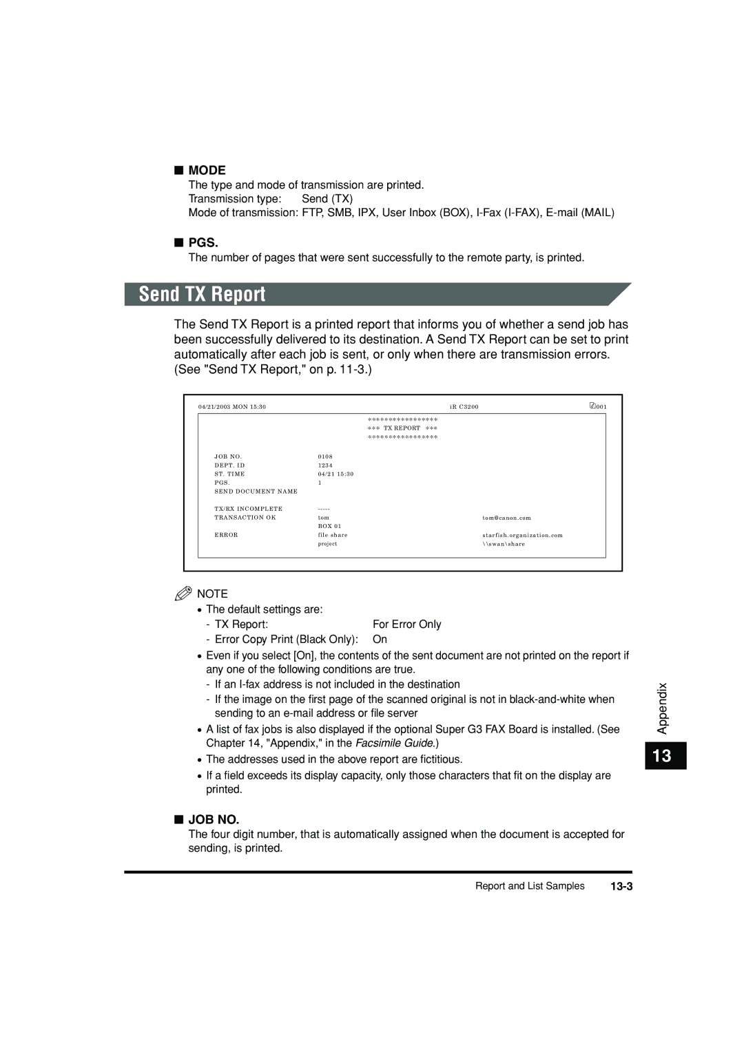 Canon C3200 manual Pgs, 13-3 