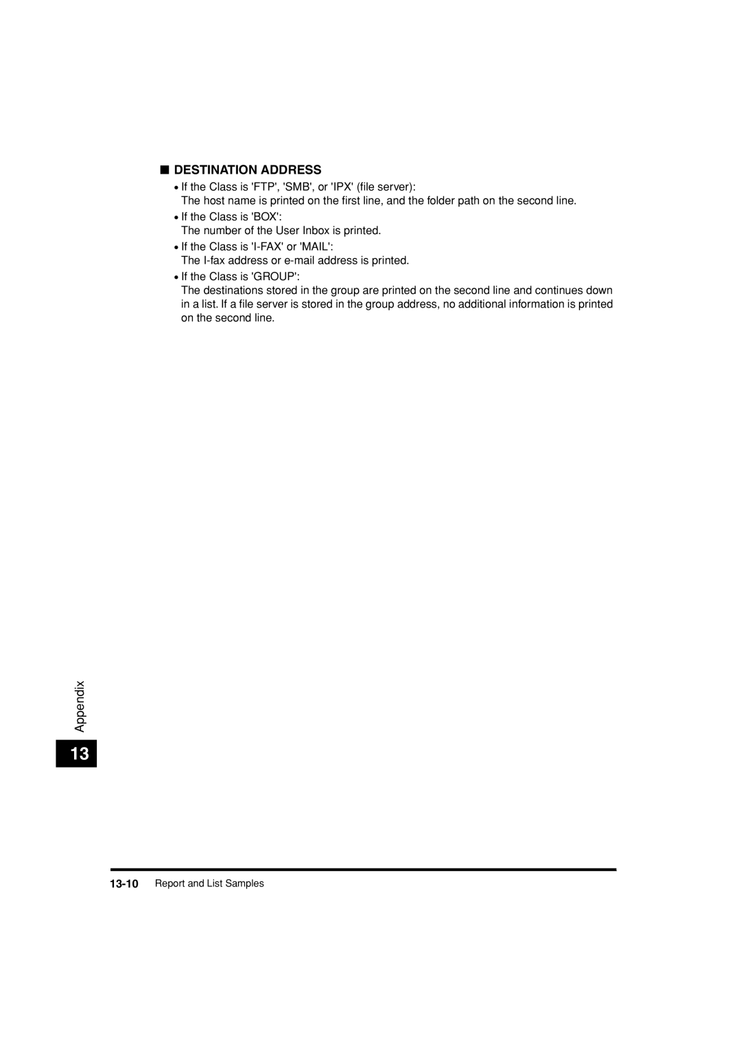 Canon C3200 manual 13-10Report and List Samples 