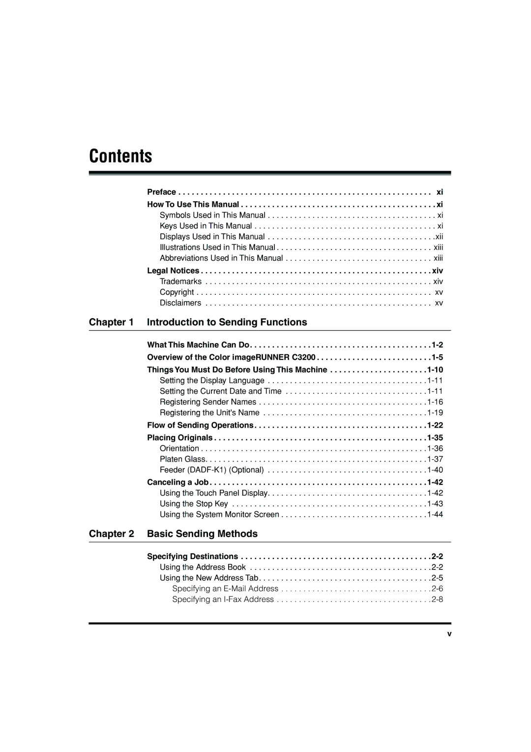 Canon C3200 manual Contents 