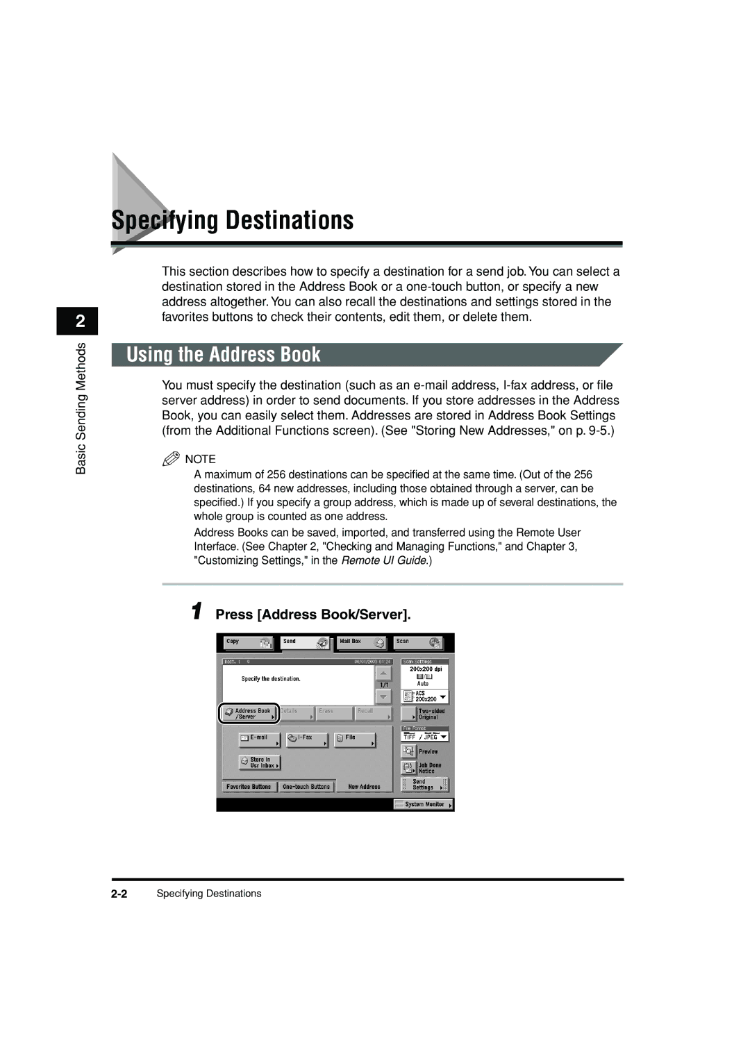 Canon C3200 manual Specifying Destinations, Using the Address Book 