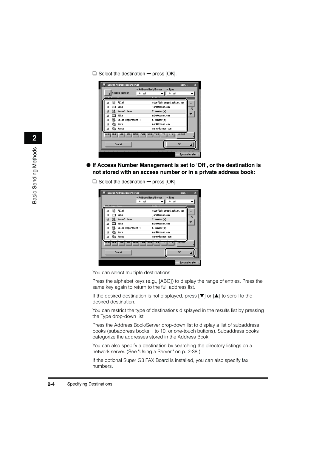 Canon C3200 manual Select the destination press OK 