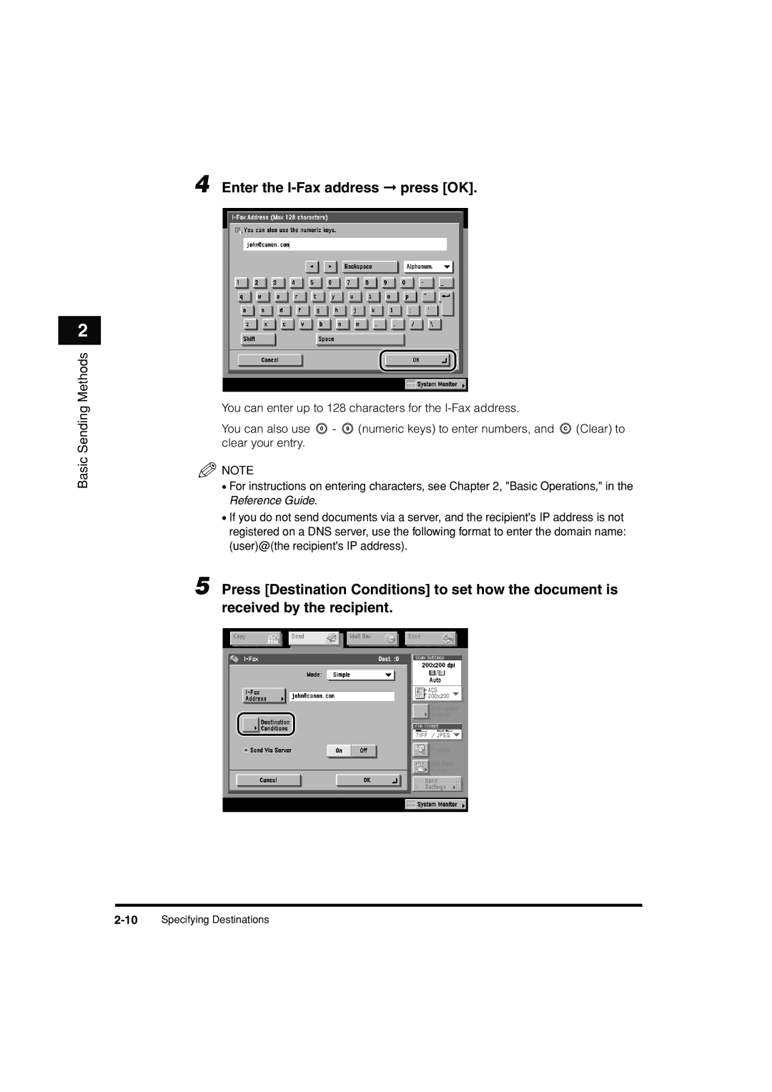 Canon C3200 manual Enter the I-Fax address press OK 