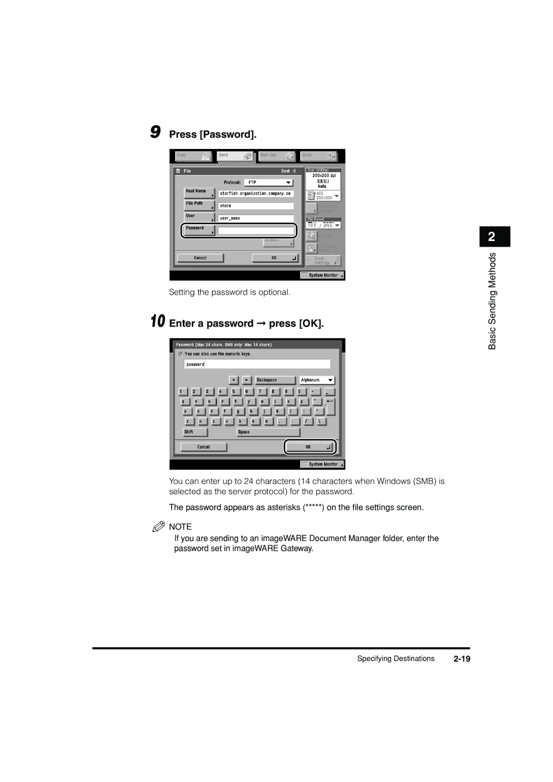 Canon C3200 manual Press Password, Enter a password press OK 