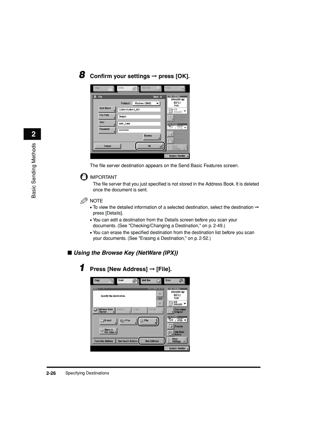 Canon C3200 manual Conﬁrm your settings press OK, Press New Address File 