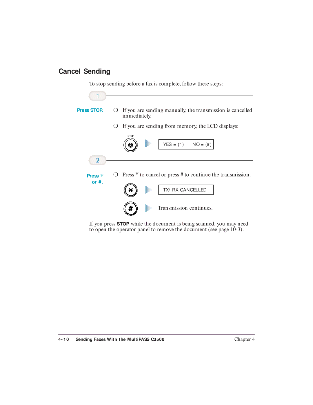 Canon C3500 user manual Cancel Sending, Press Stop, Or # 