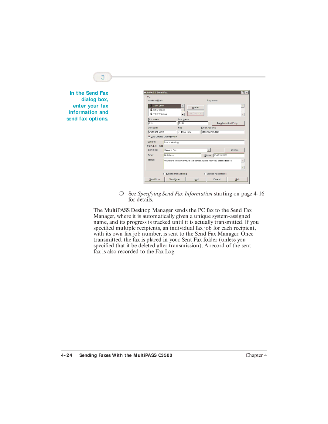 Canon user manual Sending Faxes With the MultiPASS C3500 