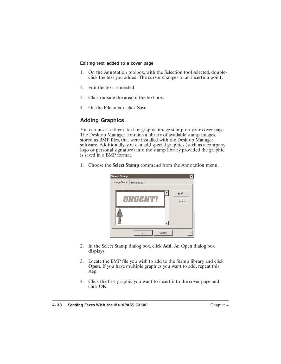 Canon C3500 user manual Adding Graphics, Editing text added to a cover 