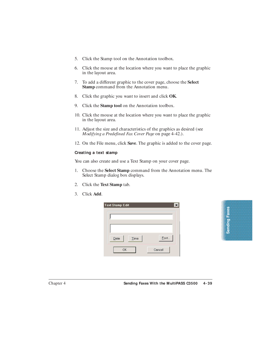 Canon C3500 user manual Creating a text stamp 