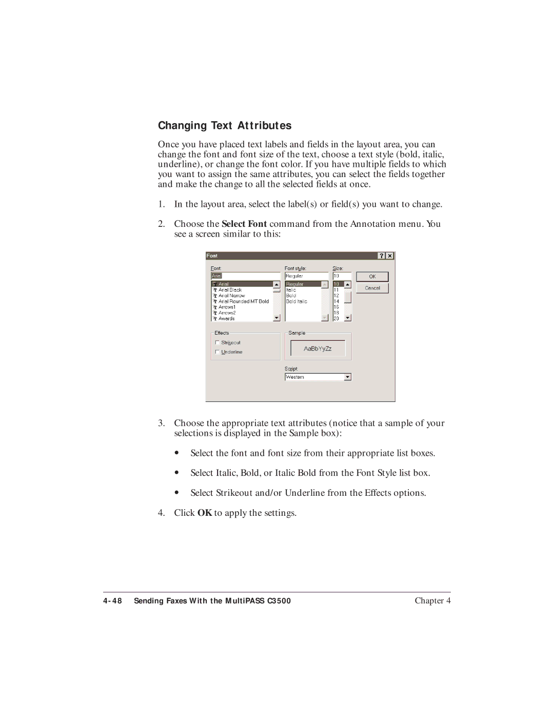 Canon C3500 user manual Changing Text Attributes 