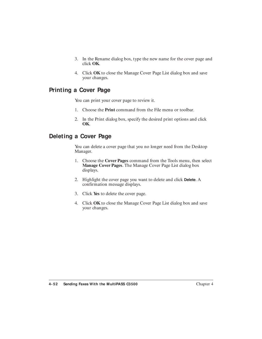 Canon C3500 user manual Printing a Cover, Deleting a Cover 