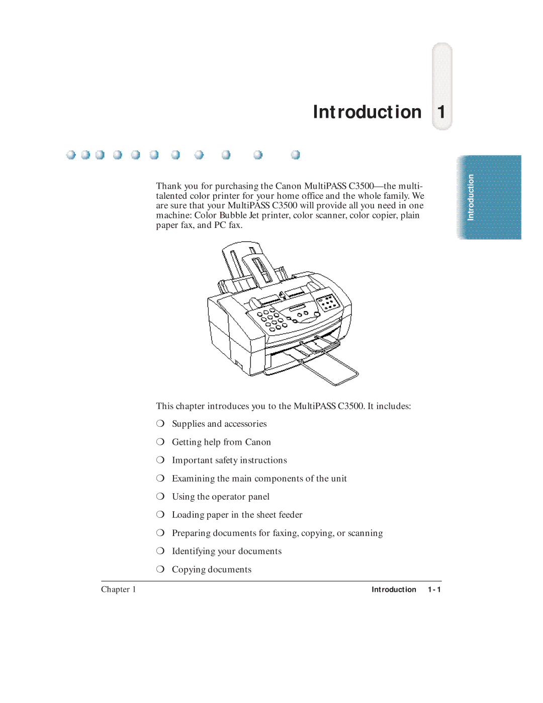 Canon C3500 user manual Introduction 