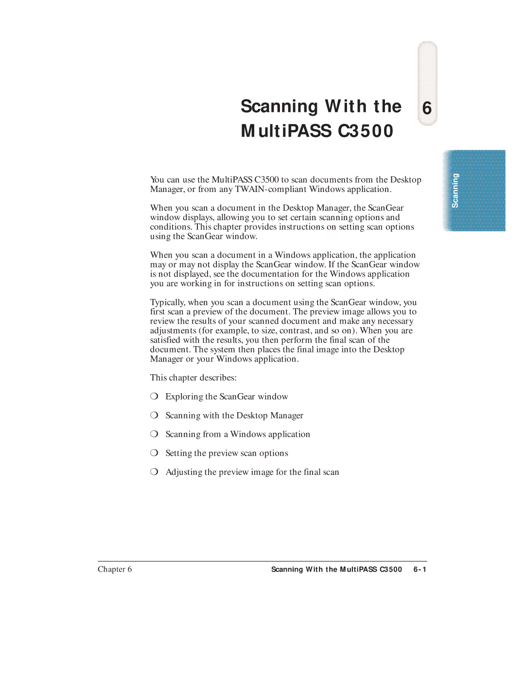 Canon user manual Scanning With MultiPASS C3500 