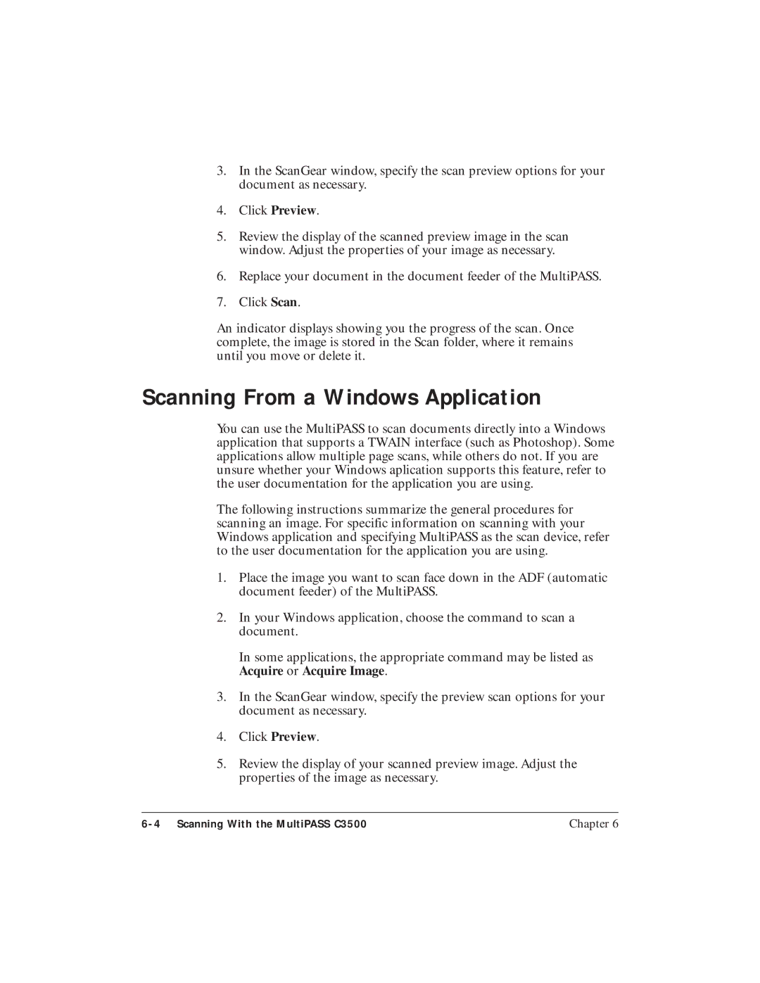 Canon C3500 user manual Scanning From a Windows Application 