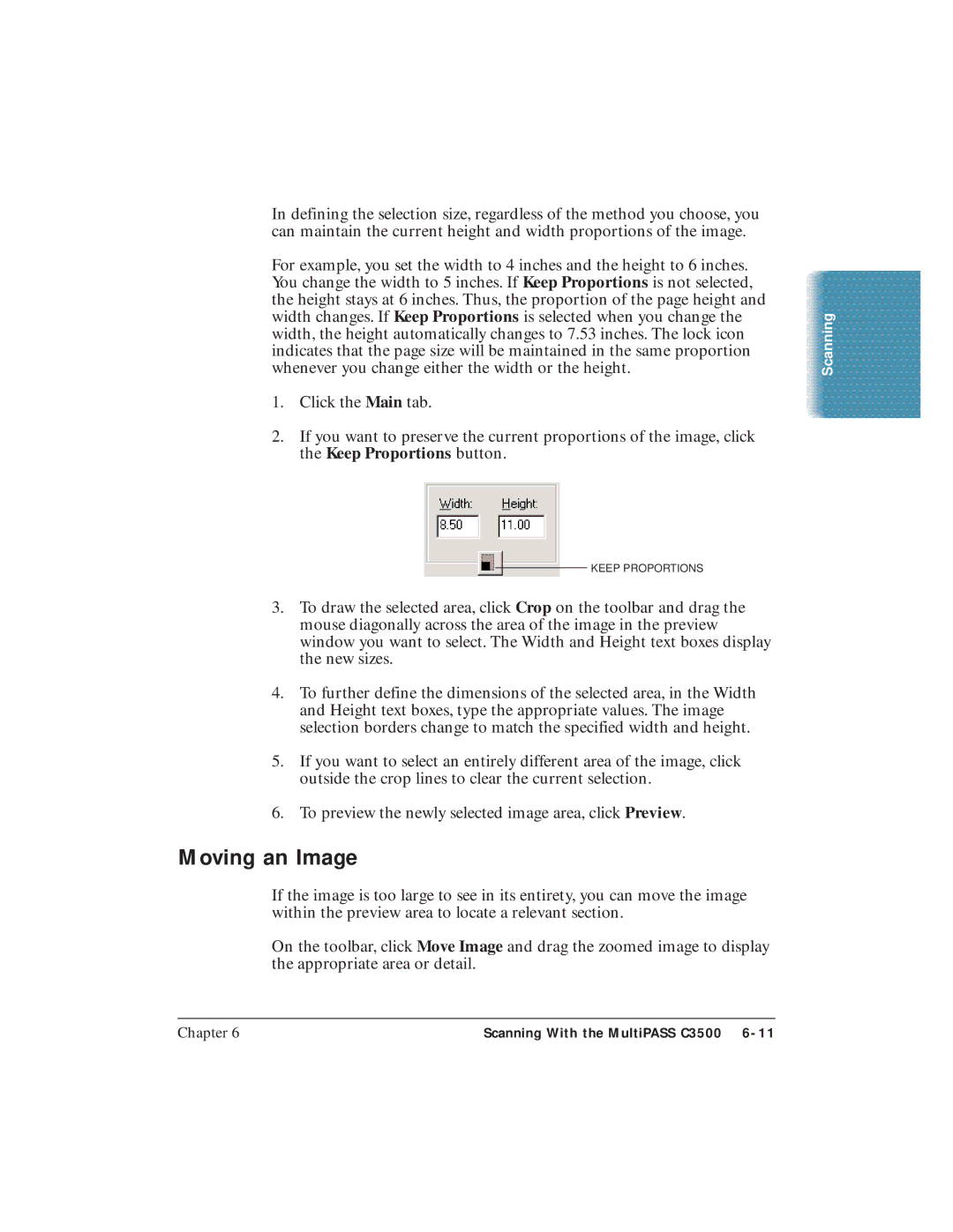 Canon C3500 user manual Moving an Image 