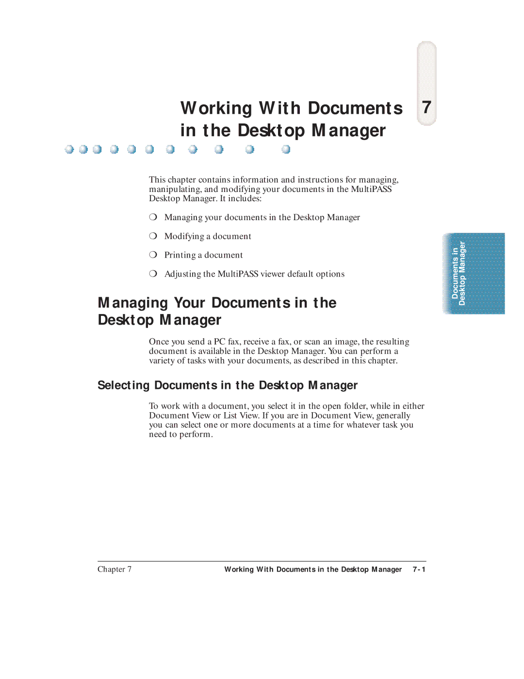 Canon C3500 user manual Managing Your Documents Desktop Manager, Selecting Documents in the Desktop Manager 