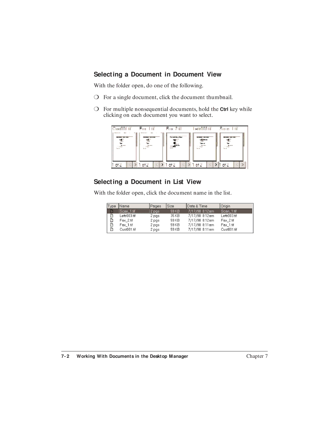 Canon C3500 user manual Selecting a Document in Document View, Selecting a Document in List View 