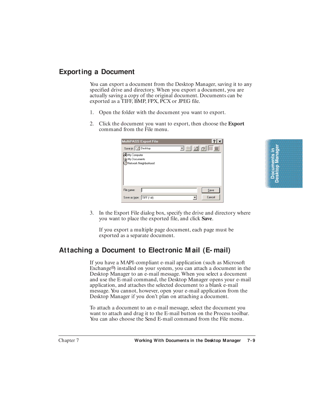 Canon C3500 user manual Exporting a Document, Attaching a Document to Electronic Mail E-mail 