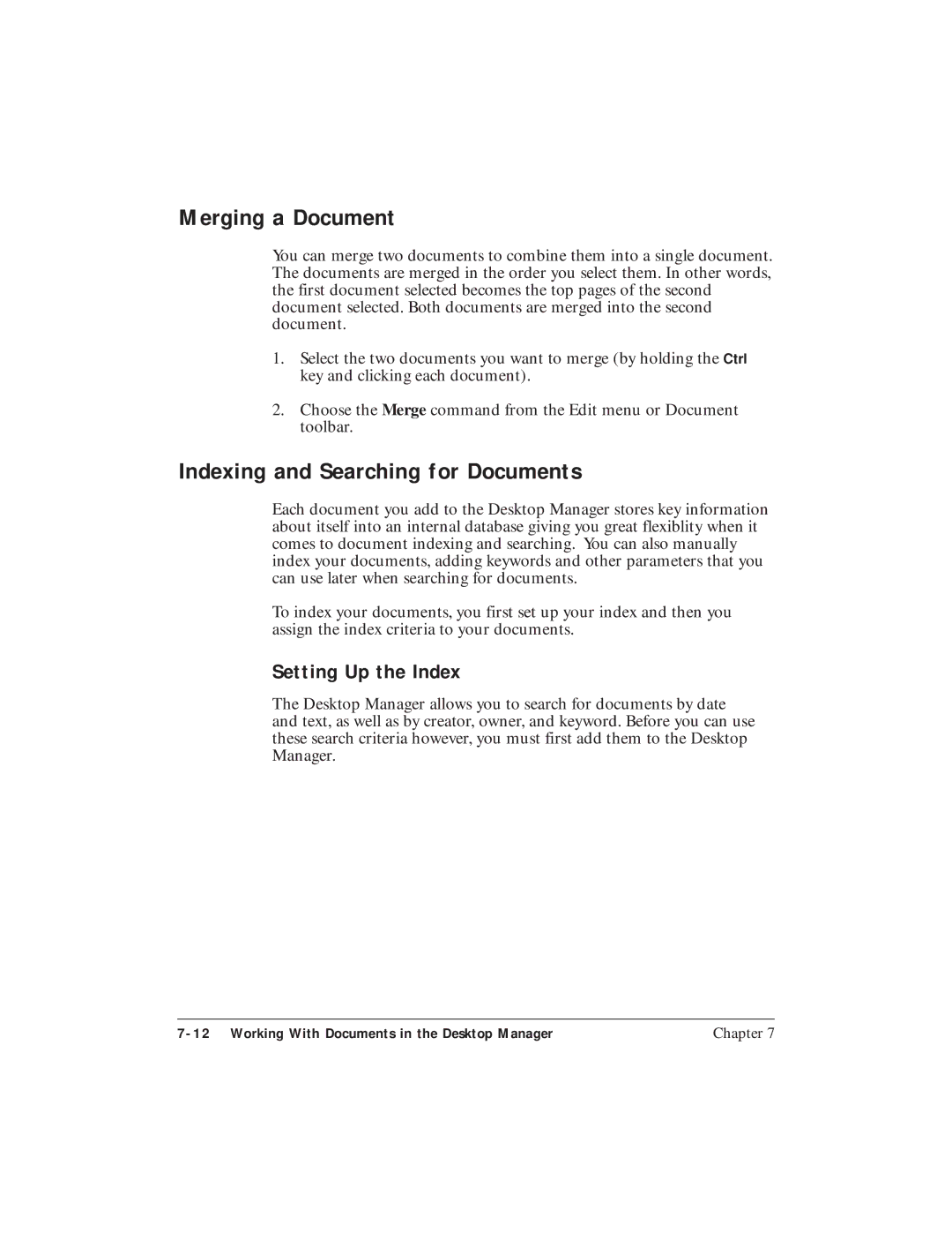 Canon C3500 user manual Merging a Document, Indexing and Searching for Documents, Setting Up the Index 