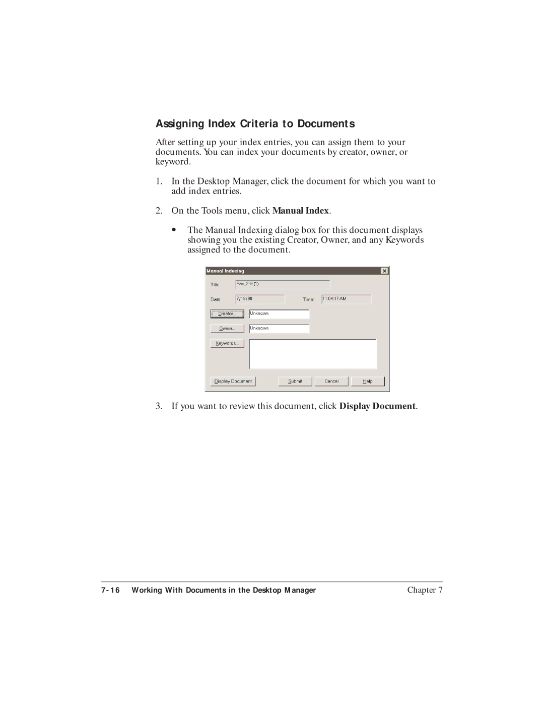 Canon C3500 user manual Assigning Index Criteria to Documents 