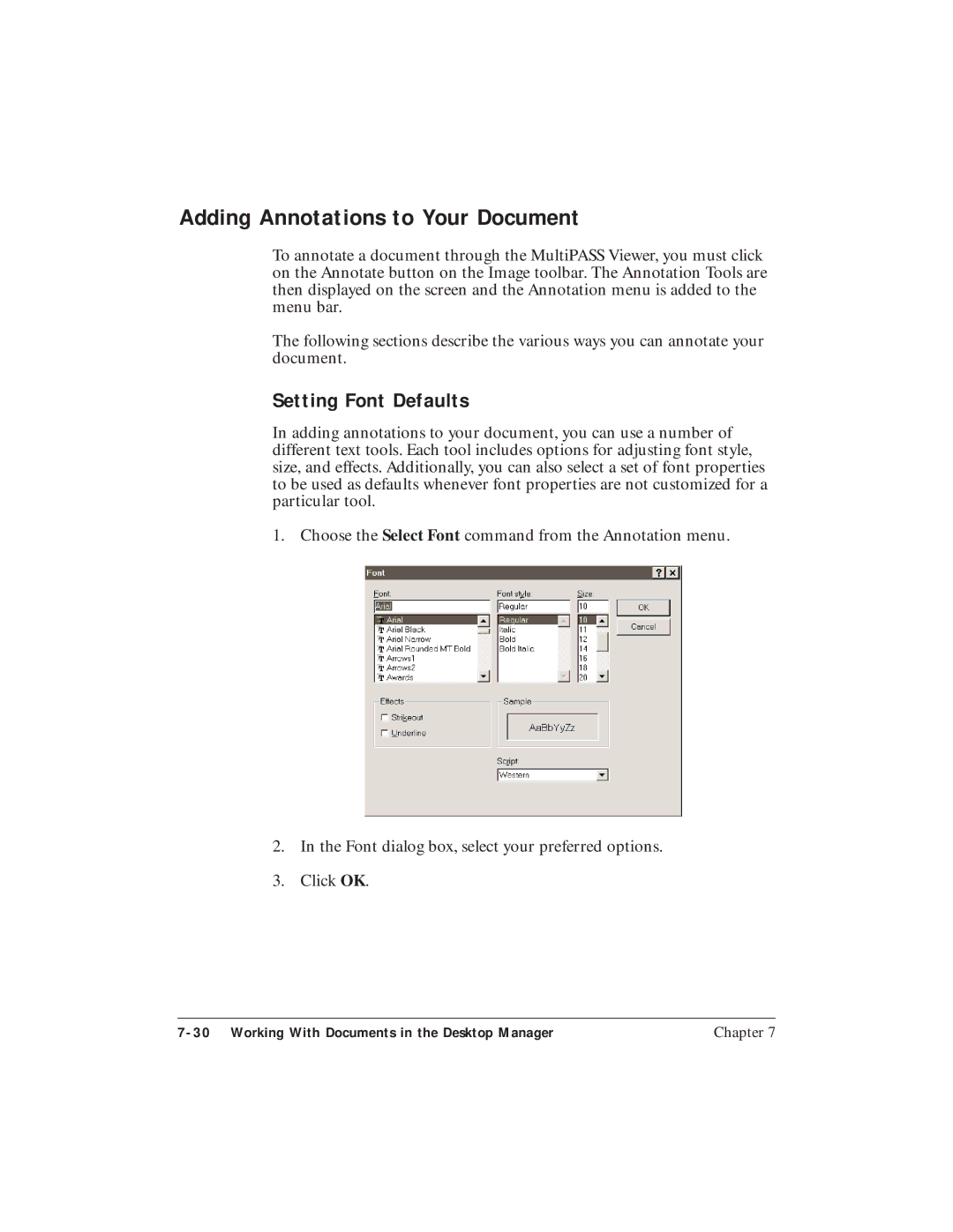 Canon C3500 user manual Adding Annotations to Your Document, Setting Font Defaults 