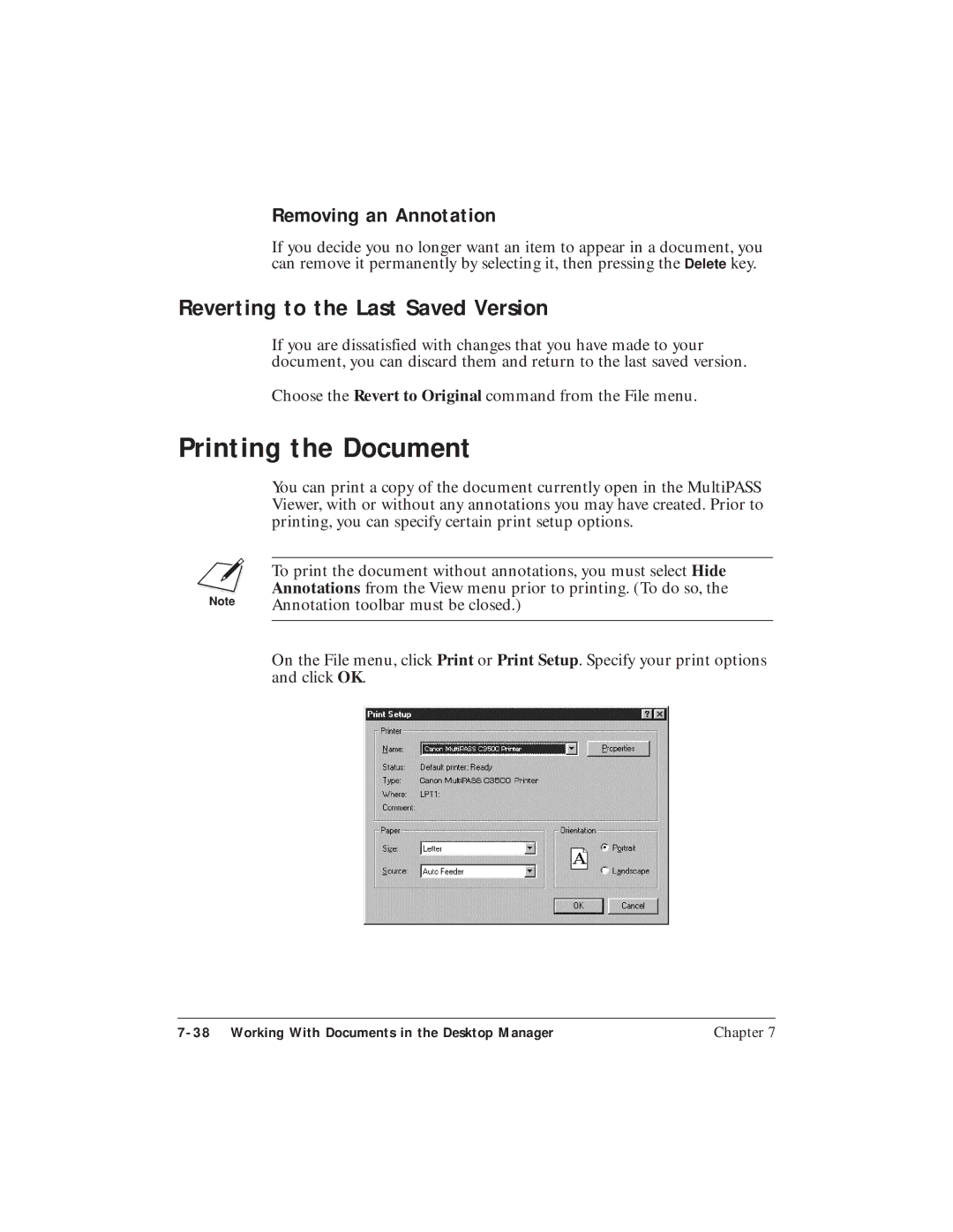 Canon C3500 user manual Printing the Document, Removing an Annotation 