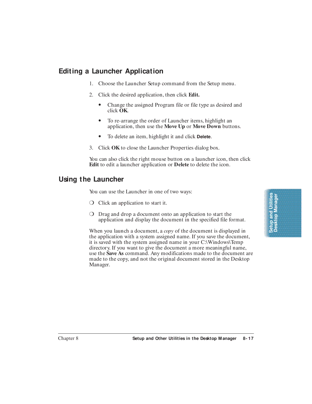 Canon C3500 user manual Editing a Launcher Application, Using the Launcher 