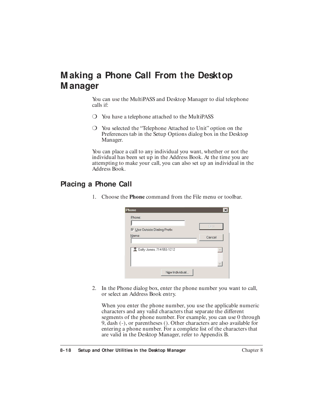 Canon C3500 user manual Making a Phone Call From the Desktop Manager, Placing a Phone Call 