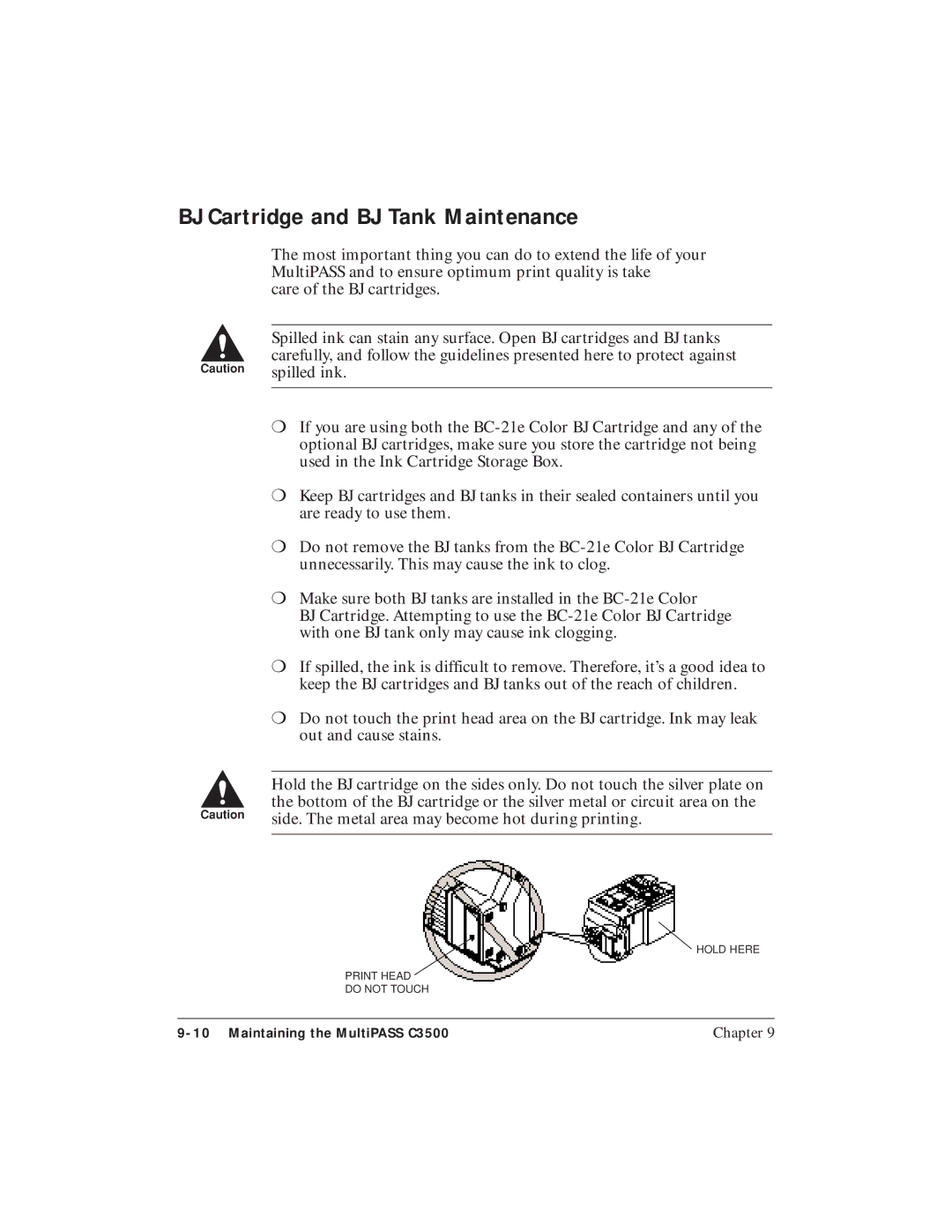 Canon C3500 user manual BJ Cartridge and BJ Tank Maintenance 