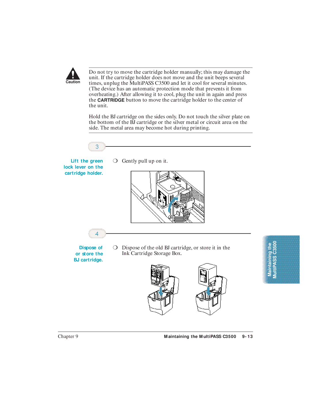 Canon C3500 user manual Lift the green, Dispose 