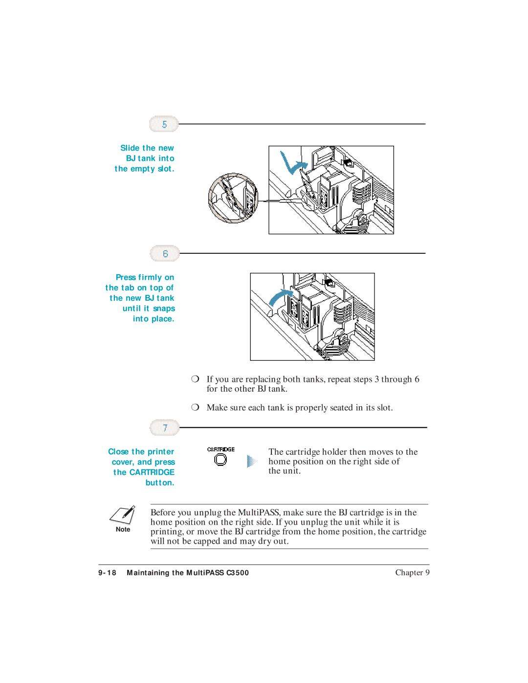 Canon C3500 user manual Close the printer cover, and press the Cartridge button 