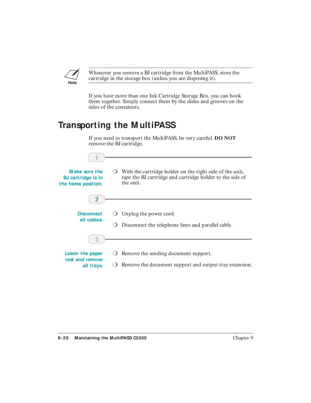 Canon C3500 user manual Transporting the MultiPASS, All trays 